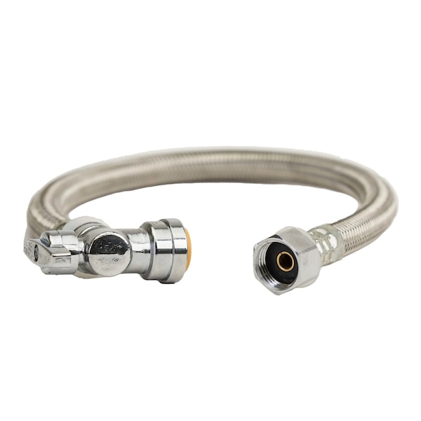 Quickfitting 1/2in Push-to-Connect Angle Valve x 1/2in FIP x 18in Length Faucet Connector Hose LF745AR - main